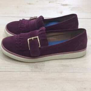 Vionic Cambridge Kiltie fringe suede slip on comfort loafers sz 7